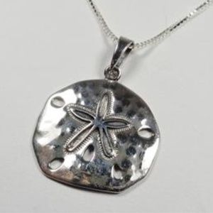 .925 SILVER NAUTICAL SAND DOLLAR STARFISH NECKLACE
